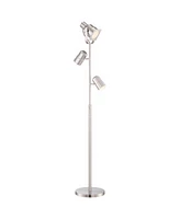 Possini Euro Design Nuovo Modern Task Floor Lamp Tree 3-Light 70" Tall Brushed Nickel Silver Adjustable Bullet Heads Bright Lighting for Living Room R