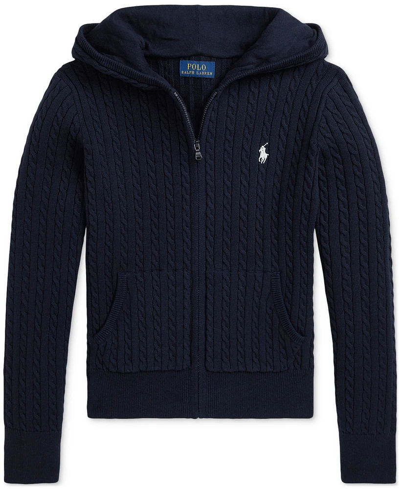 Polo Ralph Lauren Big Girls Mini-Cable Cotton Full-Zip Hoodie