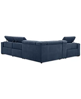 Nevio 5-Pc. Fabric Power Headrest L-Shape Sectional and Console with Motion Chairs