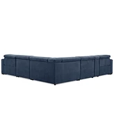 Nevio 6-Pc. Fabric Power Headrest L-Shaped Sectional and Console with 2 Motion Chairs