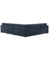 Nevio -Pc. Fabric Power Headrest Sectional and Chaise with 2 Motion Chairs