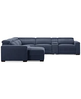 Nevio 6-Pc. Fabric Power Headrest Sectional with Chaise & Console and 1 Motion Chair