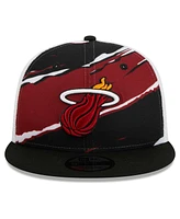 New Era Men's Black/White Miami Heat Tear Trucker 9FIFTY Adjustable Hat