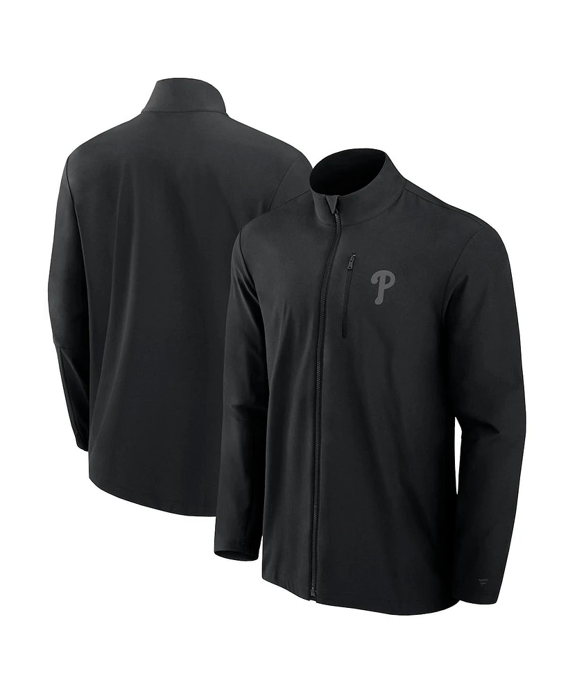 Fanatics Men's Black Philadelphia Phillies Front Office Woven Full-Zip Jacket