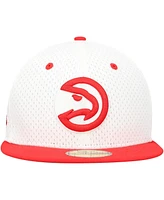 New Era Men's White/Red Atlanta Hawks Throwback 2Tone 59FIFTY Fitted Hat