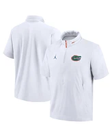 Jordan Men's White Florida Gators 2024 Sideline Coach Short Sleeve Half-Zip Hoodie Jacket