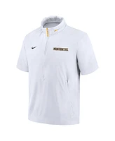 Nike Men's White West Virginia Mountaineers 2024 Sideline Coach Short Sleeve Half-Zip Hoodie Jacket