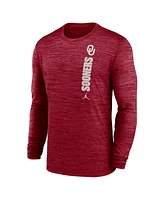 Jordan Men's Crimson Oklahoma Sooners 2024 Sideline Velocity Performance Long Sleeve T-Shirt