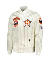 Pro Standard Men's Cream Houston Astros Cooperstown Collection Pinstripe Retro Classic Satin Full-Snap Jacket