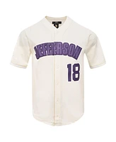 Pro Standard Men's Justin Jefferson Cream Minnesota Vikings Name Number Triple Tonal Button-Up Baseball Jersey