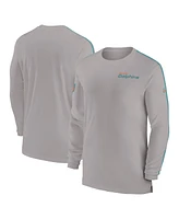 Nike Men's Gray Miami Dolphins Sideline Coach Uv Performance Long Sleeve T-Shirt