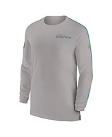 Nike Men's Gray Miami Dolphins Sideline Coach Uv Performance Long Sleeve T-Shirt