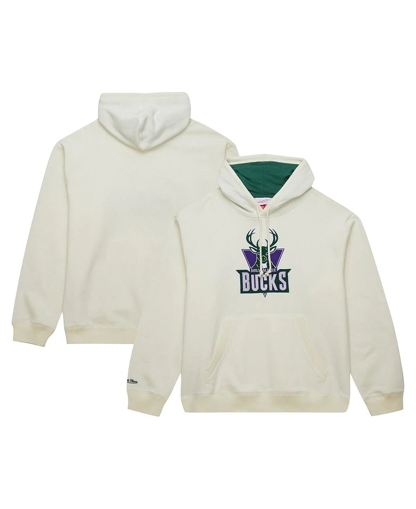 Mitchell & Ness Men's Cream Milwaukee Bucks Hardwood Classics Vintage-like Pullover Hoodie