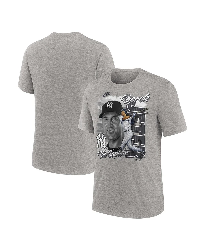 Nike Men's Derek Jeter Heather Gray New York Yankees Cooperstown Collection Player Local T-Shirt