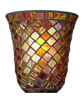 Regency Hill Traditional Accent Table Lamp 12" High Dark Bronze Brown Amber Mosaic Glass Uplight Shade Decor for Bedroom Living Room Nightstand Bedsid