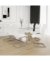 Streamdale Furniture Luxurious 9-Piece Glass Table with High Gloss Legs