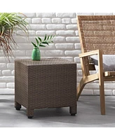 Modern Woven Outdoor Side Table for Patio or Deck