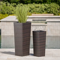 Multibrown Wicker Flower Pots - Set of 2
