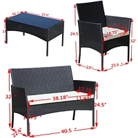 Stylish and Durable 4-Piece Wicker Sectional Set with Tempered Glass Table
