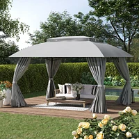 Streamdale Furniture Spacious and Serene 13'x9.7' Double-Vented Gazebo with Privacy Curtains