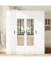 Streamdale Furniture 4-Door Mirror Wardrobe with shelves, White