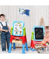 Height Adjustable Kids Art Easel Magnetic Double Sided Board w/ Accessories