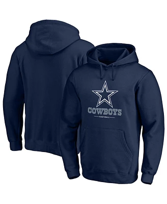 Fanatics Men's Navy Dallas Cowboys Logo Team Lockup Fitted Pullover Hoodie