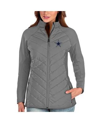 Antigua Women's Gray Dallas Cowboys Altitude Quilted Full-Zip Jacket