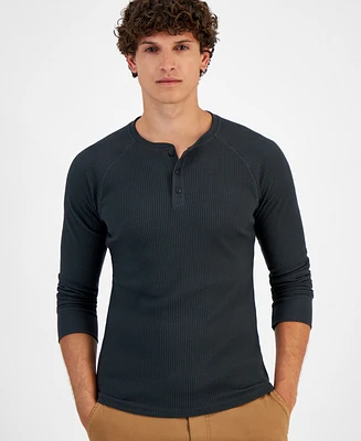 Sun + Stone Men's Thermal Henley Shirt, Created for Macy's