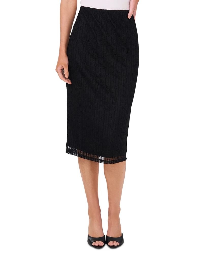 CeCe Women's Knit Lace Midi Pencil Skirt