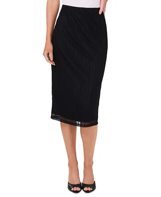 CeCe Women's Knit Lace Midi Pencil Skirt