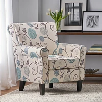 Charming Contemporary Floral Club Chair with Tapered Birch Legs
