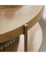 Set of 2 Stylish Coffee and End Table with Raised Edge for Safety