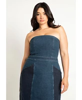 Eloquii Women's Strapless Denim Dress