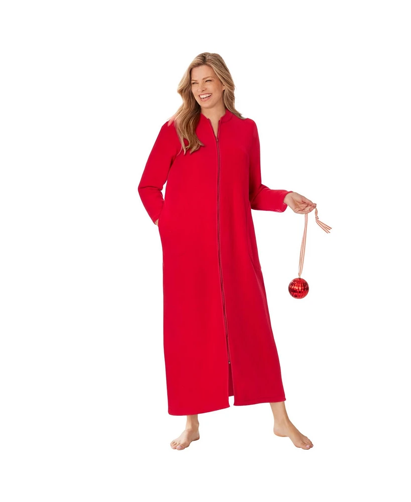 Dreams & Co. Plus Plush Zip-Front Robe