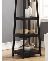 Coat Rack w/ 3-Tier Storage Shelves in Black Finish