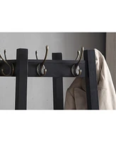 Streamdale Furniture Coat Rack w/ 3-Tier Storage Shelves in Black Finish