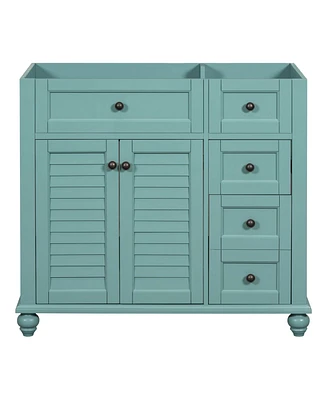 Streamdale Furniture Modern Bathroom Vanity with Solid Wood Frame, Ample Storage, and Unique Grille Design - Blue