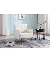 Simplie Fun Beige Plush Wool Accent Chair with Metal Legs Comfort, Style, and Durability