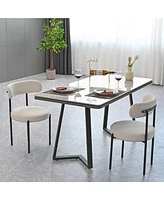 Modern Velvet Comfort Accent Dining Chair (Set of 2, White, 14.96x14.50x30.90in)