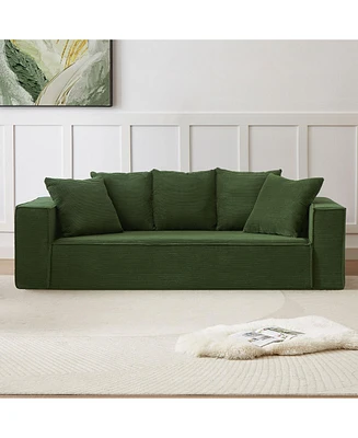 Simplie Fun Ultra-Cozy 3-Seater Corduroy Sofa with Matching Pillows