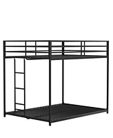 Simplie Fun Adam Sturdy Full over Full Metal Bunk Black for Kids and Adult, Low Profile and Easy Climbing with Stable Ladder