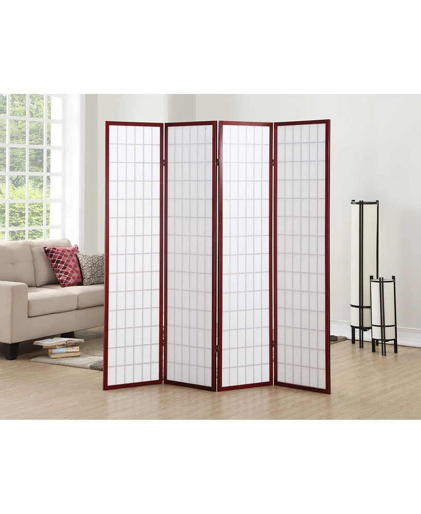 Simplie Fun 4 Panel Oriental Shoji Screen / Room Divider, Cherry