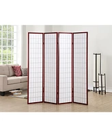 Simplie Fun 4 Panel Oriental Shoji Screen / Room Divider, Cherry