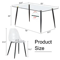 Simplie Fun Sturdy Glass Dining Table and 6 Chairs, Easy to Clean and Assemble
