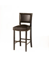 Contemporary Nailhead Barstools with Rubberwood Legs