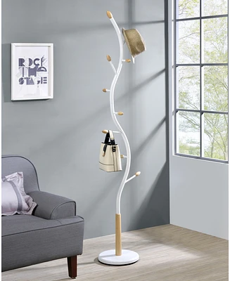 Streamdale Furniture Arles Metal Whtie and Oak Standing Coat Rack