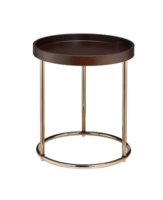 Simplie Fun Round Tray Table with Metal Frame, Espresso