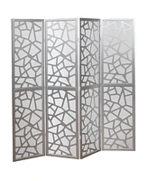 Streamdale Furniture Giyano 4 Panel Screen Room Divider, Sliver