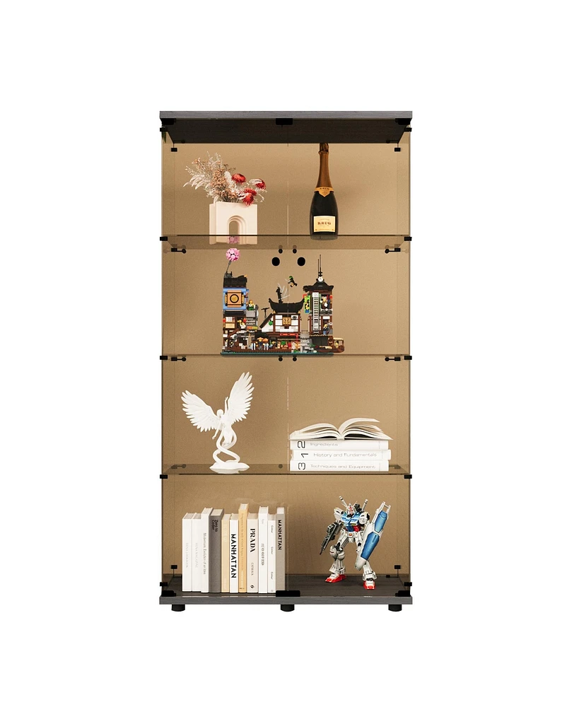 Simplie Fun Elegant Black Curio Cabinet with 4 Glass Shelves and 2 Doors